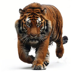 Obraz premium Stunning isolated tiger on a pure white background for impactful visuals and design projects