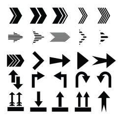 Arrow icon set. Arrow. Cursor. Collection different arrow signs. Black arrows icons. Cursor. Modern simple arrows. Vector illustration eps.