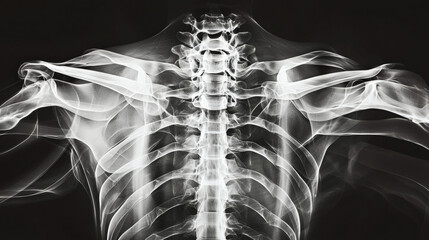 Skeleton holding another smaller skeleton in a dark atmospheric setting