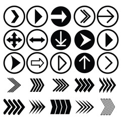 Big arrow buttons or icons collection.