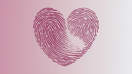 A creative heart shape formed by intertwining pink fingerprints, symbolizing love and individuality.