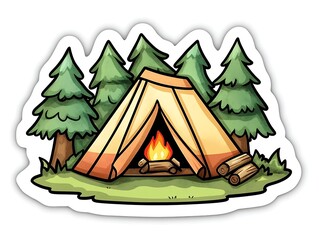 Colorful Tent in a Lush Green Forest