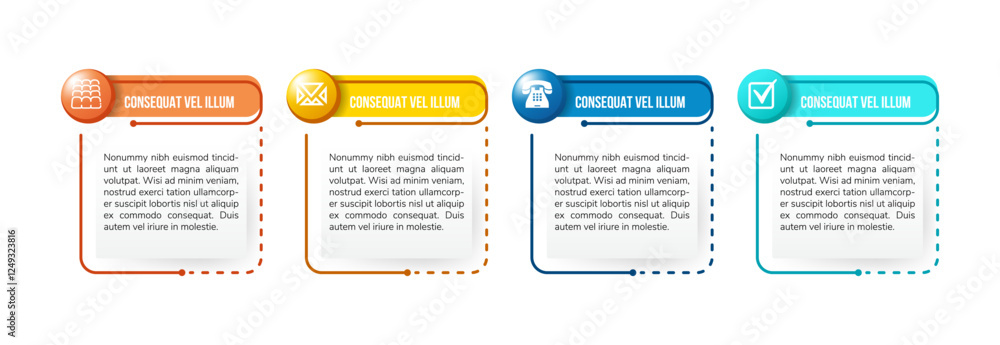 Poster set of infographic elements with line icons and place for your text, can be used as workflow, proces