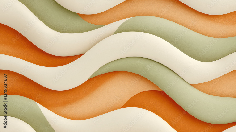 Poster Wavy abstract shapes in earthy tones create dynamic visual flow