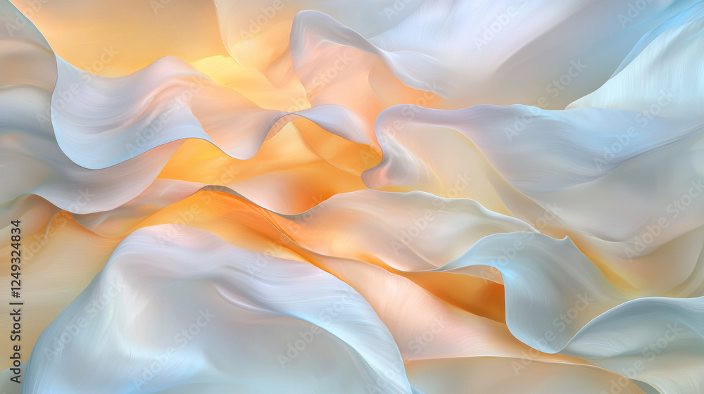 Poster soft waves of pastel colors create abstract representation of emotions and mental health struggles, 