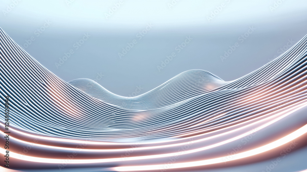 Fototapete Abstract waves create sense of movement and innovation in serene environment. flowing lines evoke feeling of tranquility and modernity