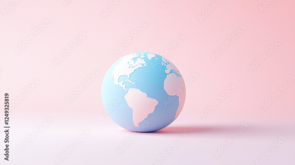 Poster globe representing global citizenship with soft gradients and pastel colors