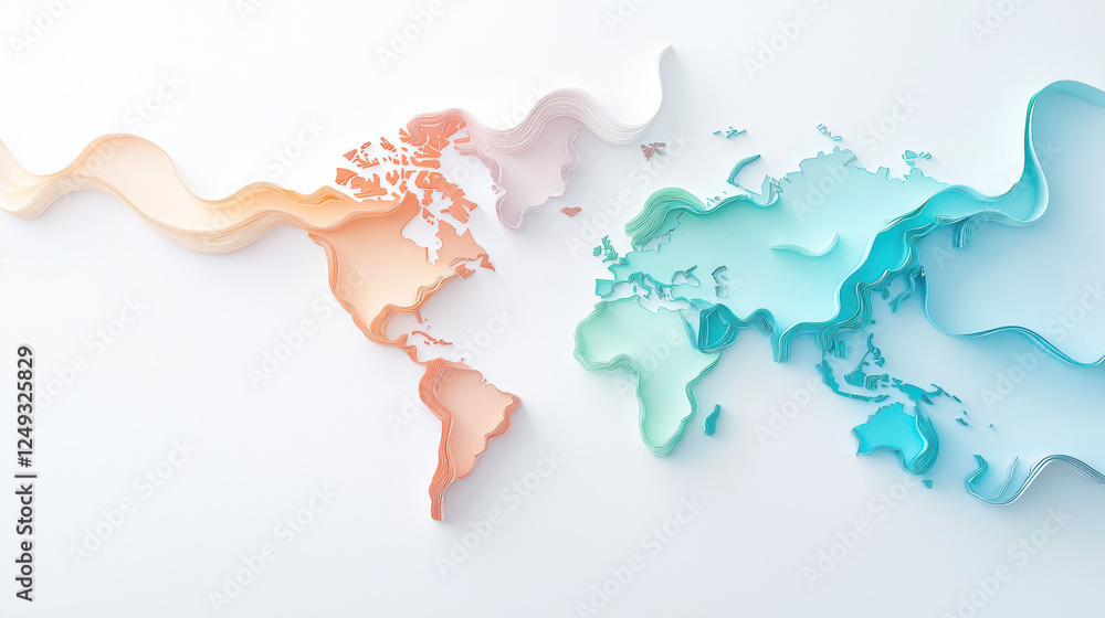 Poster soft gradients representing global citizenship with stylized world map