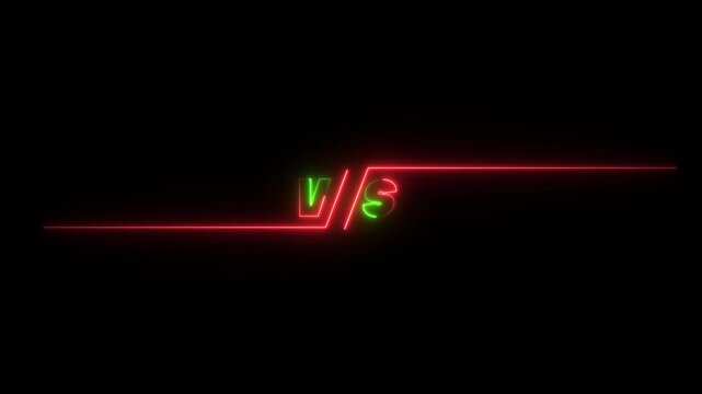 Neon glowing VS or versus text animation. team versus fight or battle scene. 4K animation.
