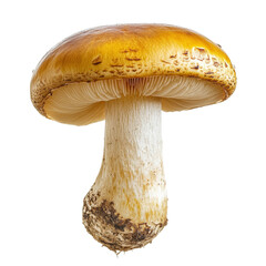 Single Golden Mushroom on White Background.