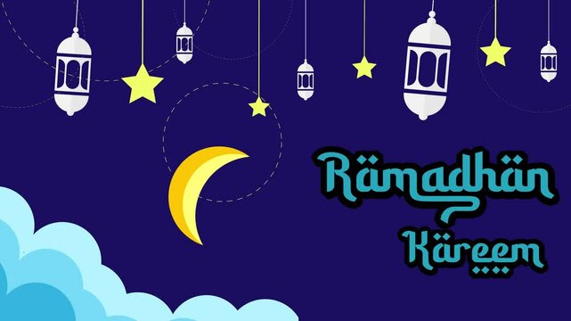 Ramadhan Kareem: Elegant Blue-Themed Video Design Footage. A stunning blue-themed video design capturing the essence of Ramadhan Kareem with modern elegance. This high-quality footage is perfect