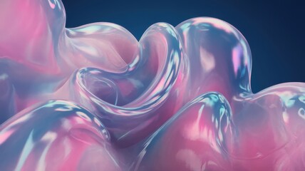Obraz premium A mesmerizing swirl of translucent pink and blue fluid shapes, creating an ethereal and dreamy atmosphere.