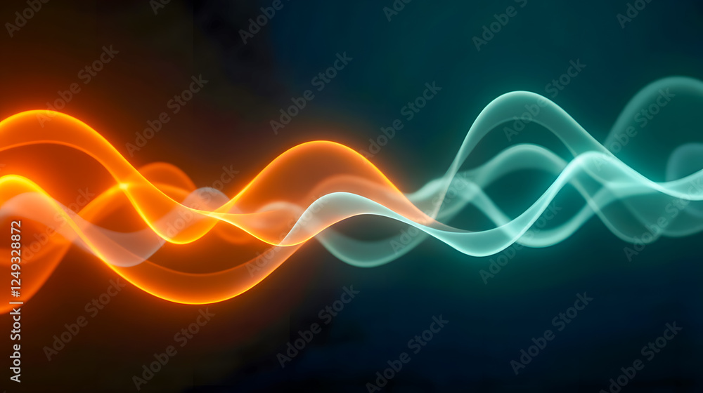 Poster abstract wave patterns representing sound frequencies in vibrant colors creating a dynamic and visua