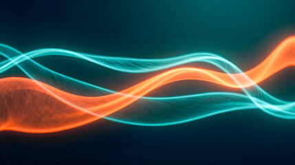 Abstract light waves in blue and orange colors creating dynamic flowing patterns on dark background for creative designs and modern art projects