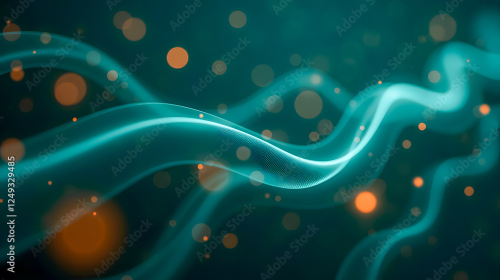 Poster elegant abstract background with flowing waves and soft bokeh lights in vibrant colors for creative 