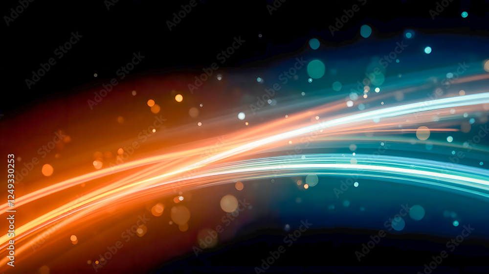 Poster abstract light trails in orange and blue hues creating a dynamic background for creative projects an
