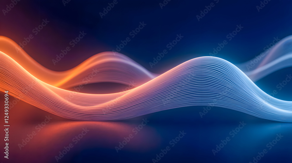 Poster abstract flowing waves in vibrant colors creating a dynamic visual composition of light and movement