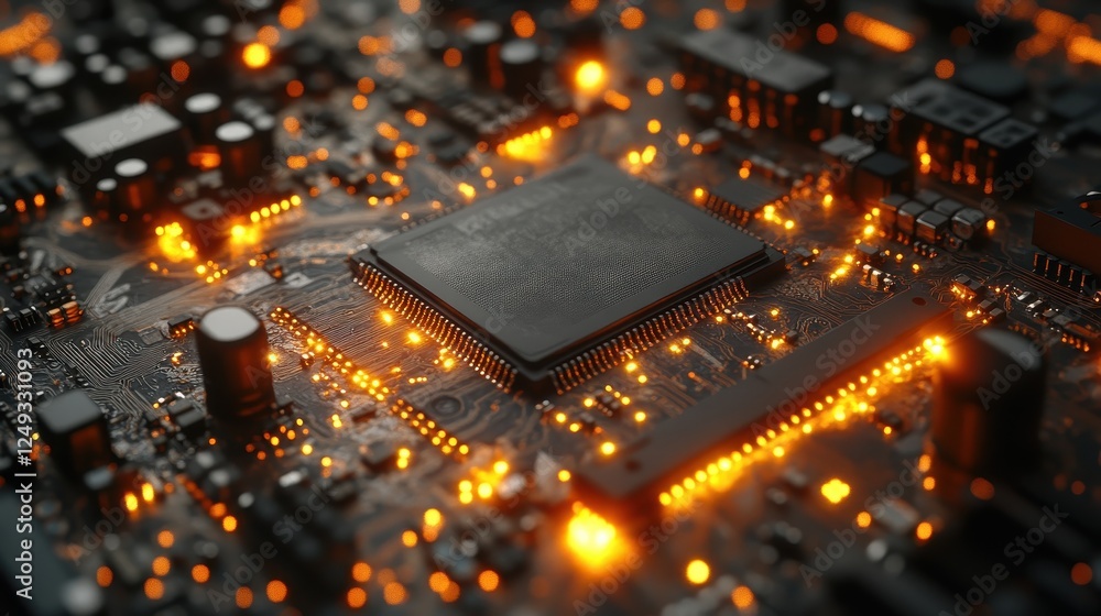 Aufkleber illuminated cpu on circuit board