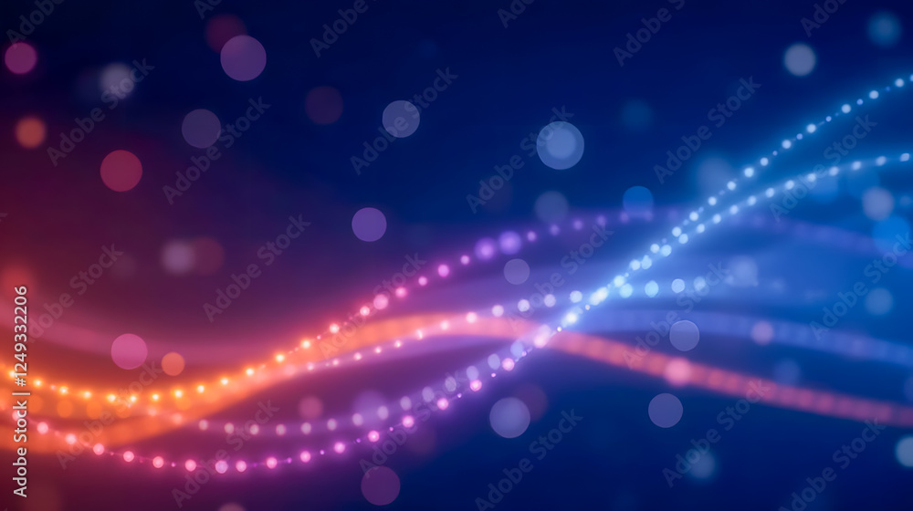 Poster colorful abstract background with glowing blurred lights and smooth waves creating a magical and vib