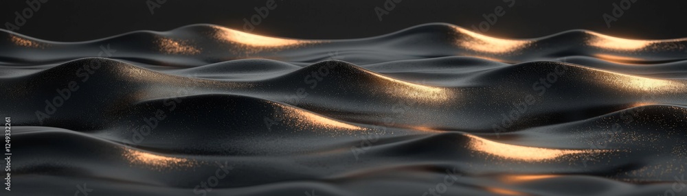 Poster a serene view of dark ocean waves reflecting soft light, creating a calming and dynamic water textur