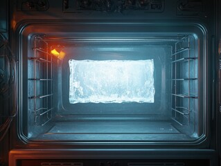 Frozen Oven Interior with Ice Block