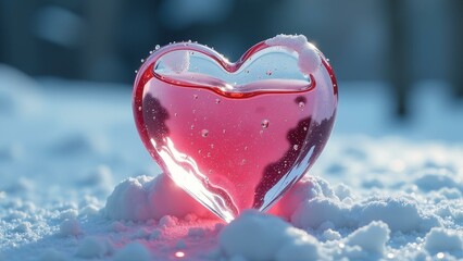 Thawing Hearts: A Rose-Tinted Ice Sculpture in a Winter Wonderland of Frozen Emotions