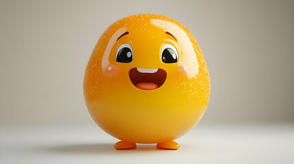 Fototapeta premium Happy smiling orange fruit character standing. Bright, cheerful, and whimsical mood. Suitable for children's content or healthy eating campaign