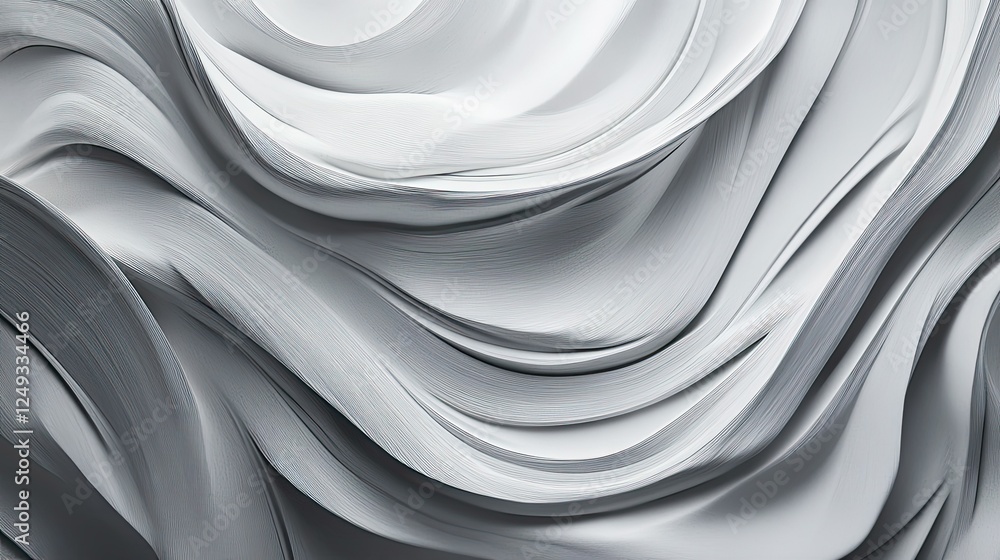 Poster soft textured waves of white and gray for abstract backgrounds