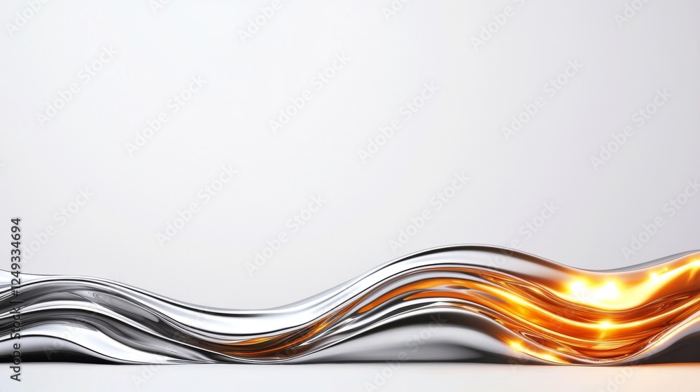 Poster a smooth, flowing design with metallic waves and warm light creates a dynamic and futuristic aesthet