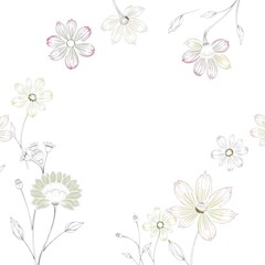 Chalky Floral Sketches on Textured Canvas