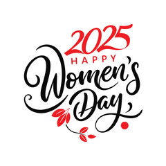 2025 happy women's day greeting card text design.
