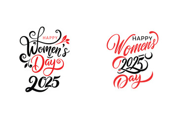 2025 happy women's day greeting card text design.
