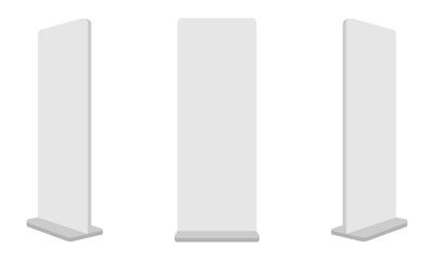 display floor stand for advertisement set vector illustration isolated on white background.