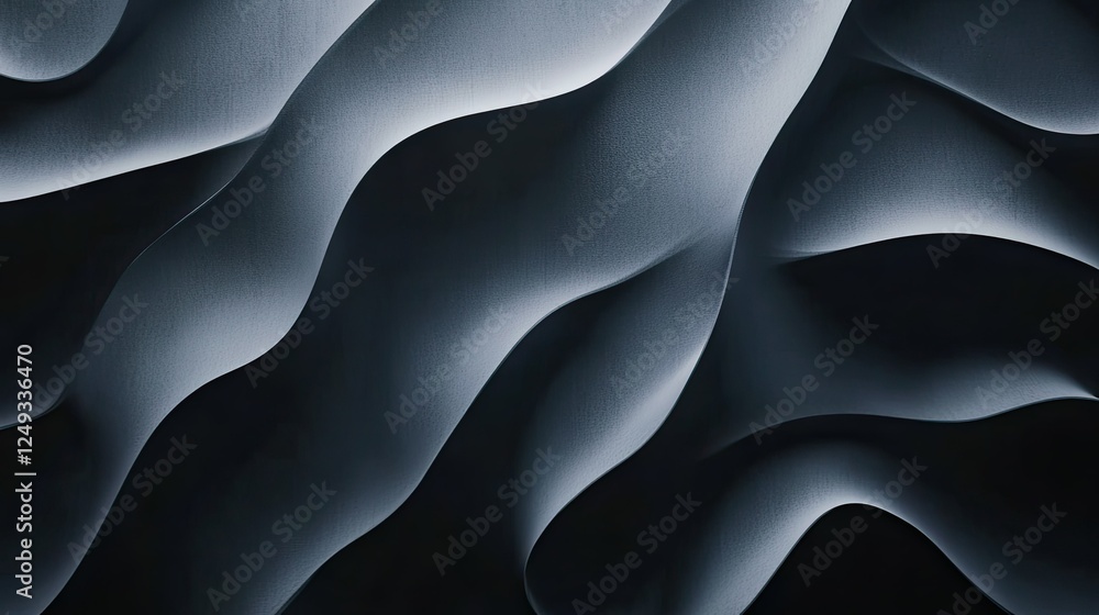 Poster abstract grey waves on fabric creating soft textured patterns