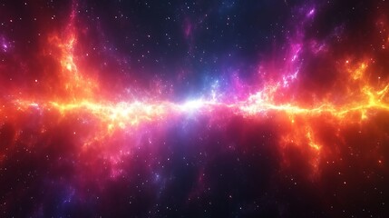 Fototapeta premium Cosmic Nebula with Vibrant Orange and Purple Hues