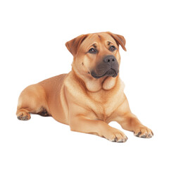 Obraz premium Adorable Shar-Pei Mix Dog Lying Down on White Background