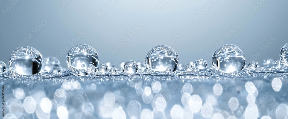 Poster water droplets on surface with bokeh background