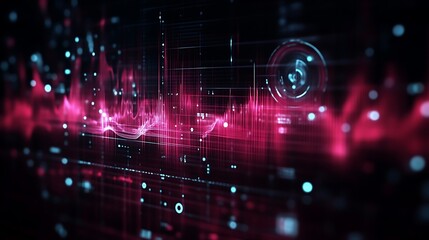 Fototapeta premium Abstract Digital Data Visualization Showing Waveforms and Grids