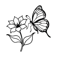Obraz premium a butterfly is on a flower vector silhouette illustration