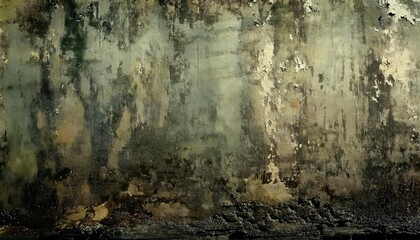 Obraz premium weathered abstract wall texture with muted green and brown tones, perfect for rustic background and artistic design