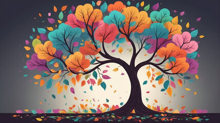 abstract tree with flowers