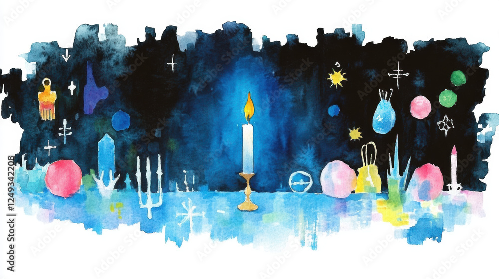 Poster serial killer, a high-resolution image of a single unlit candle placed in the center of a dark room 