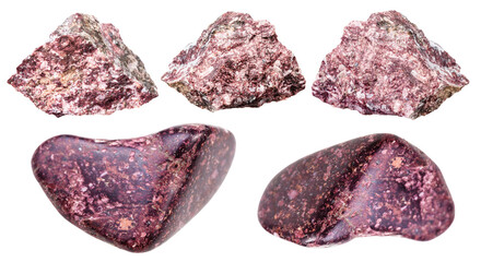 various samples of raw piemontite mineral isolated