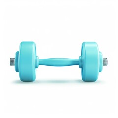 Blue Dumbbell on a White Background for Fitness and Exercise Use