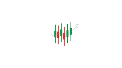 Financial chart with moving up market arrow graph in stock market on white background.