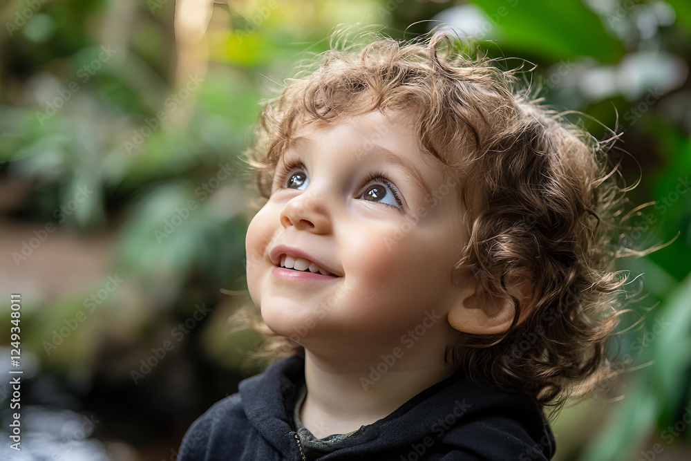 Poster image of a young person observe wild life in zoo generative ai