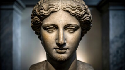  Close-Up of a Classical Sculpture Statue’s Head