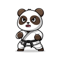 Naklejka premium Panda in Karate Uniform Practicing Martial Arts