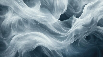 Obraz premium Ethereal Flow of Soft White Smoke on Dark Background for Abstract Art