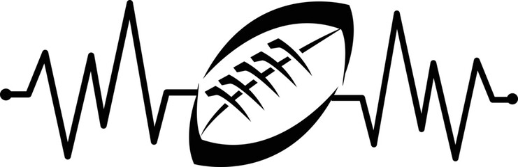 EKG,ECG Heart Beat Football vector and t shirt design  svg vector illustration